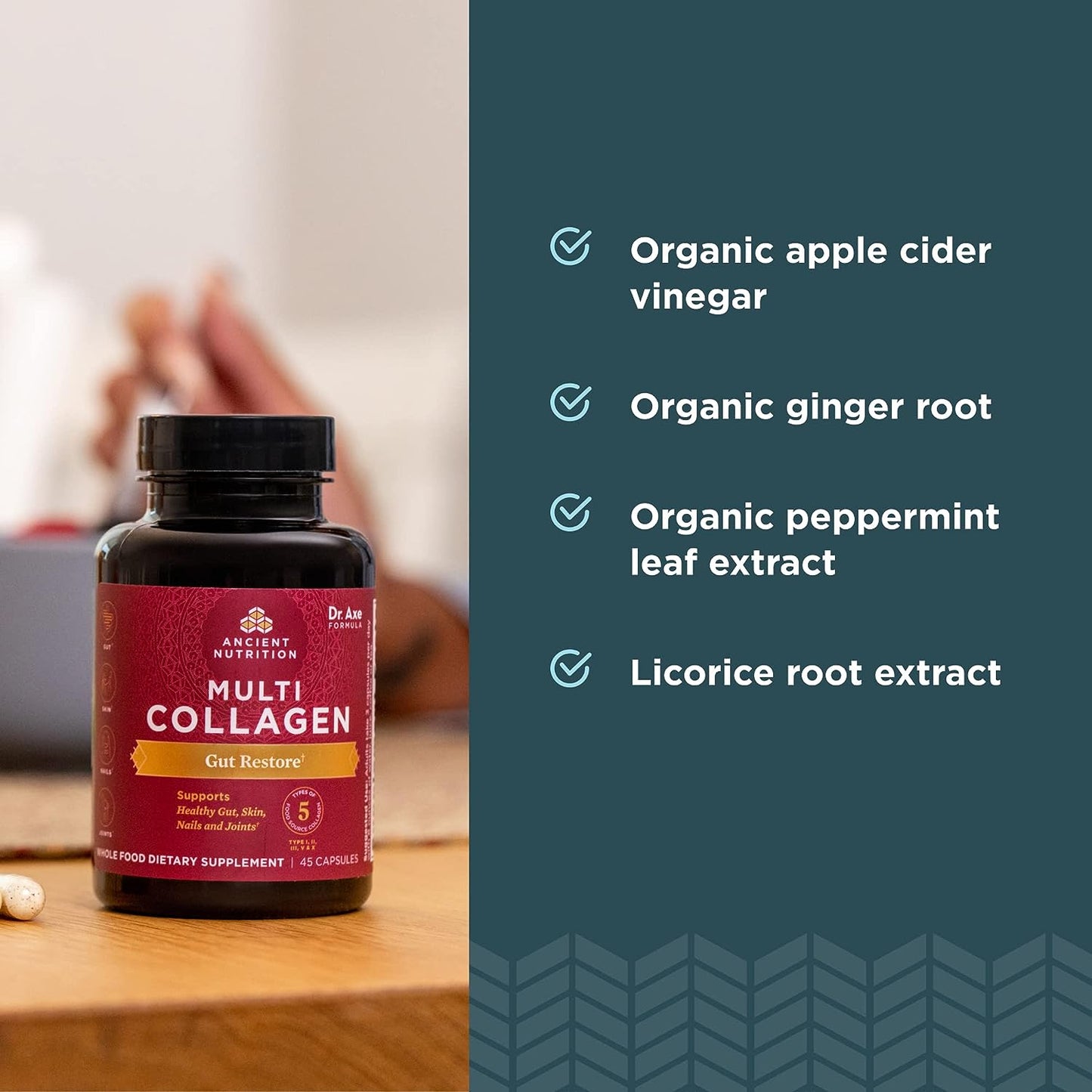 Ancient Nutrition Collagen Pills with Probiotics for Gut Health, Multi Collagen Capsules Gut Restore 90 Count