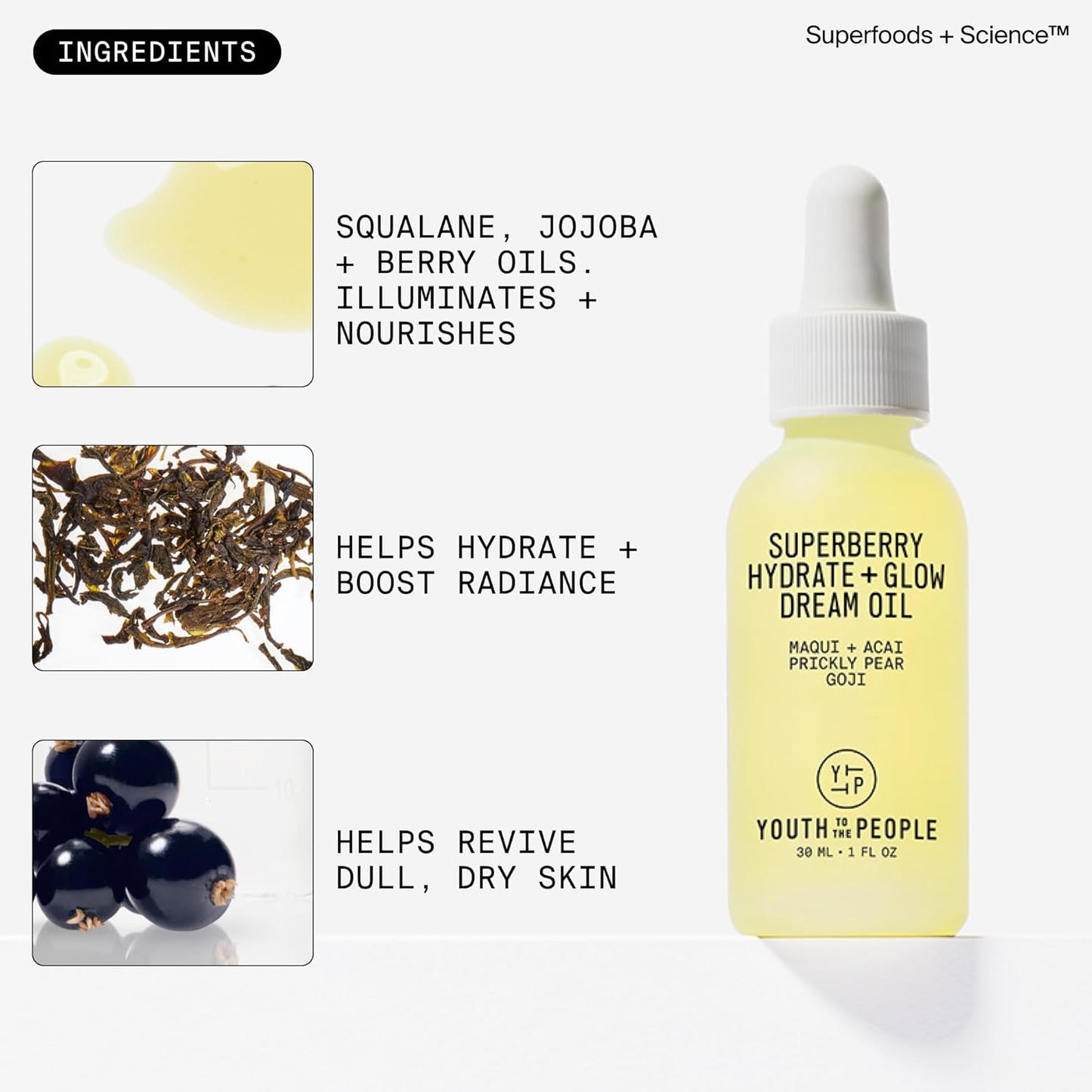 Youth To The People Superberry Hydrate + Glow Dream Face Oil -1 fl oz
