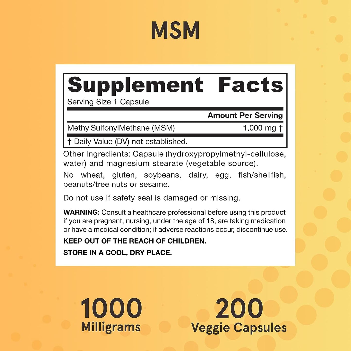 Jarrow Formulas MSM 200 Veggie Capsules