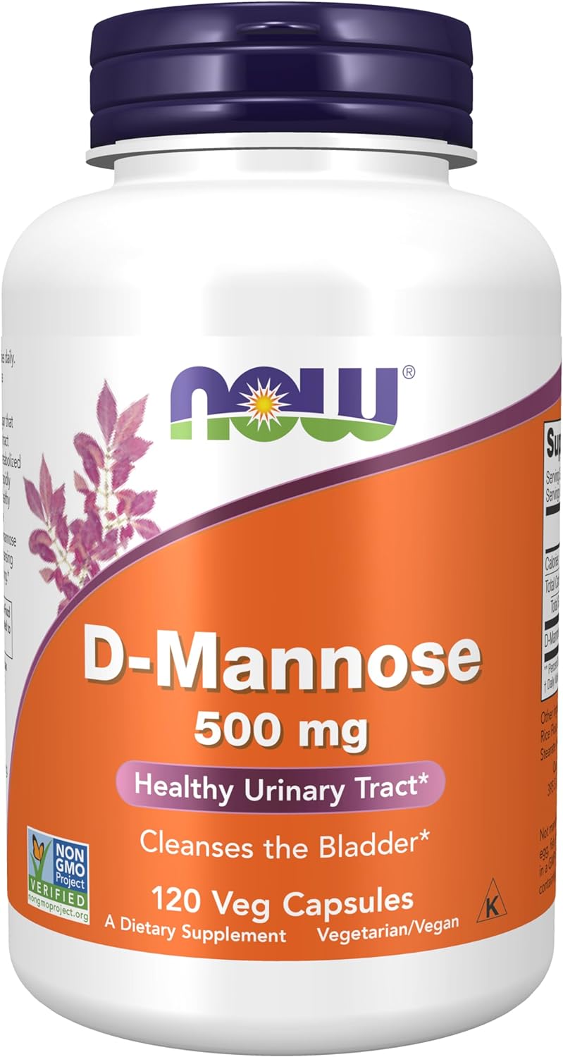 NOW Supplements, D-Mannose 500 mg, Non-GMO Project Verified, Healthy Urinary Tract, 120 Veg Capsules
