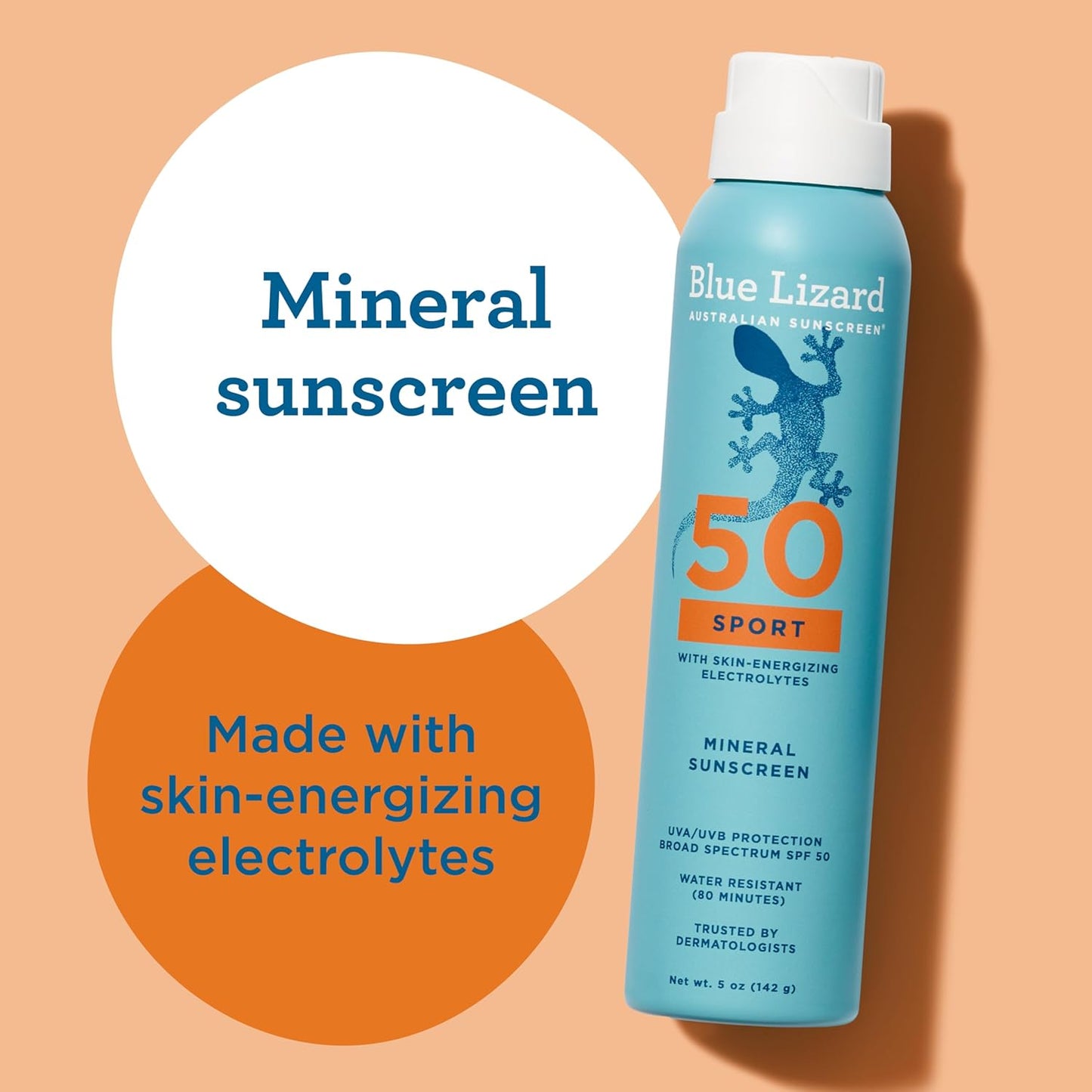 BLUE LIZARD Mineral Sunscreen Spray, SPF 50+ - 5 fl oz Pack of 2