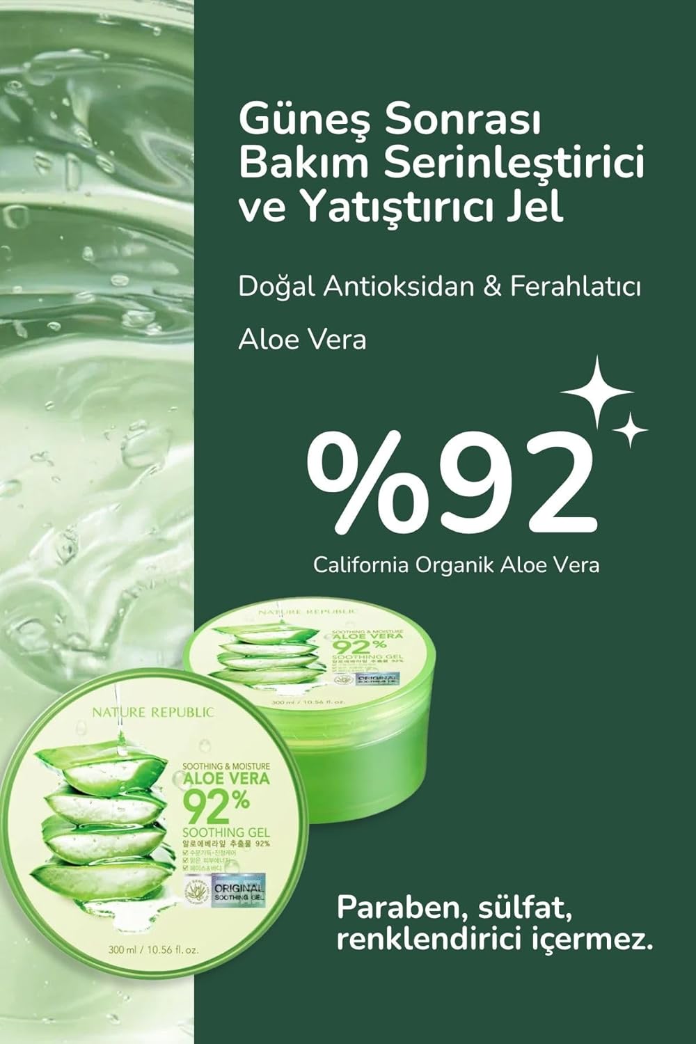 Nature Republic New Soothing & Moisture Aloe Vera 92% Gel - 10.56 Fl Oz
