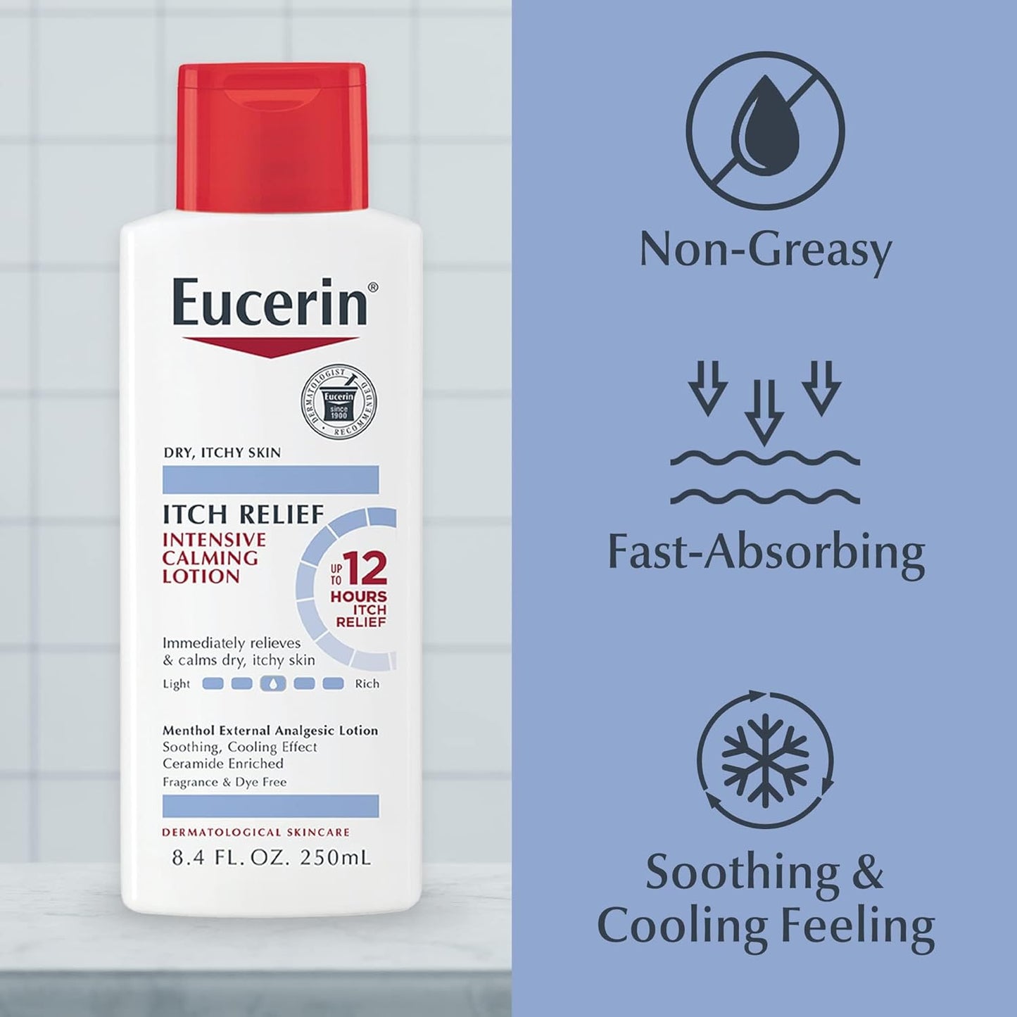 Eucerin Itch Relief Intensive Calming Body Lotion for Dry Itchy Skin,8.4 Fl Oz