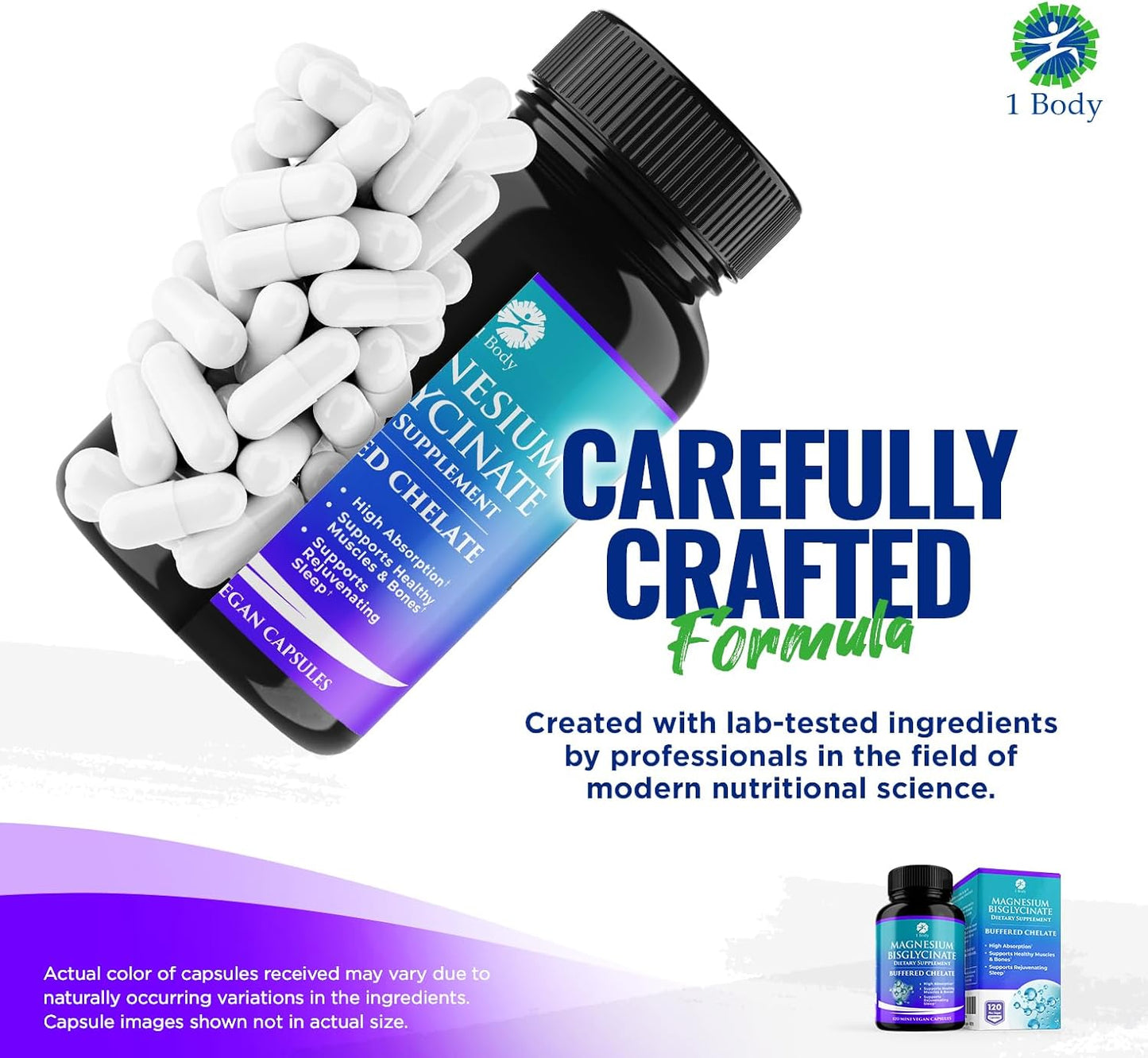 1 Body Magnesium Bisglycinate 120 Capsules