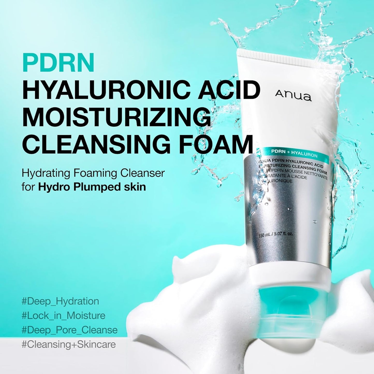ANUA PDRN Hyaluronic Acid Moisturizing Cleansing Foam - 5.07 fl oz