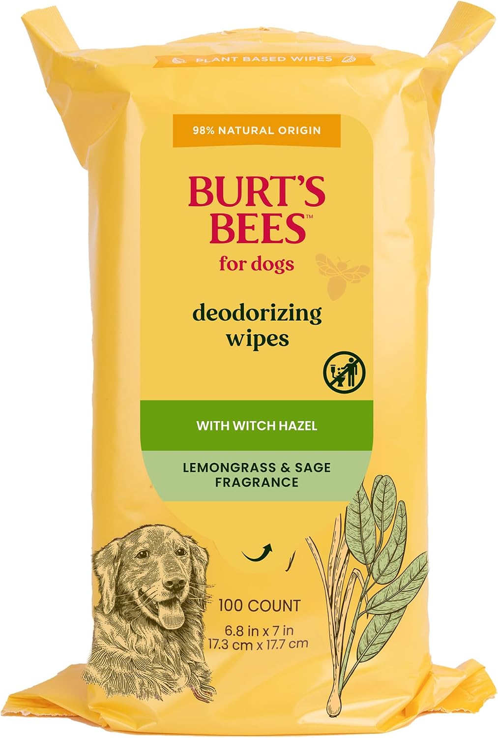 Burt’s Bees for Pets Dog  Deodorizing Wipes - 100 Count