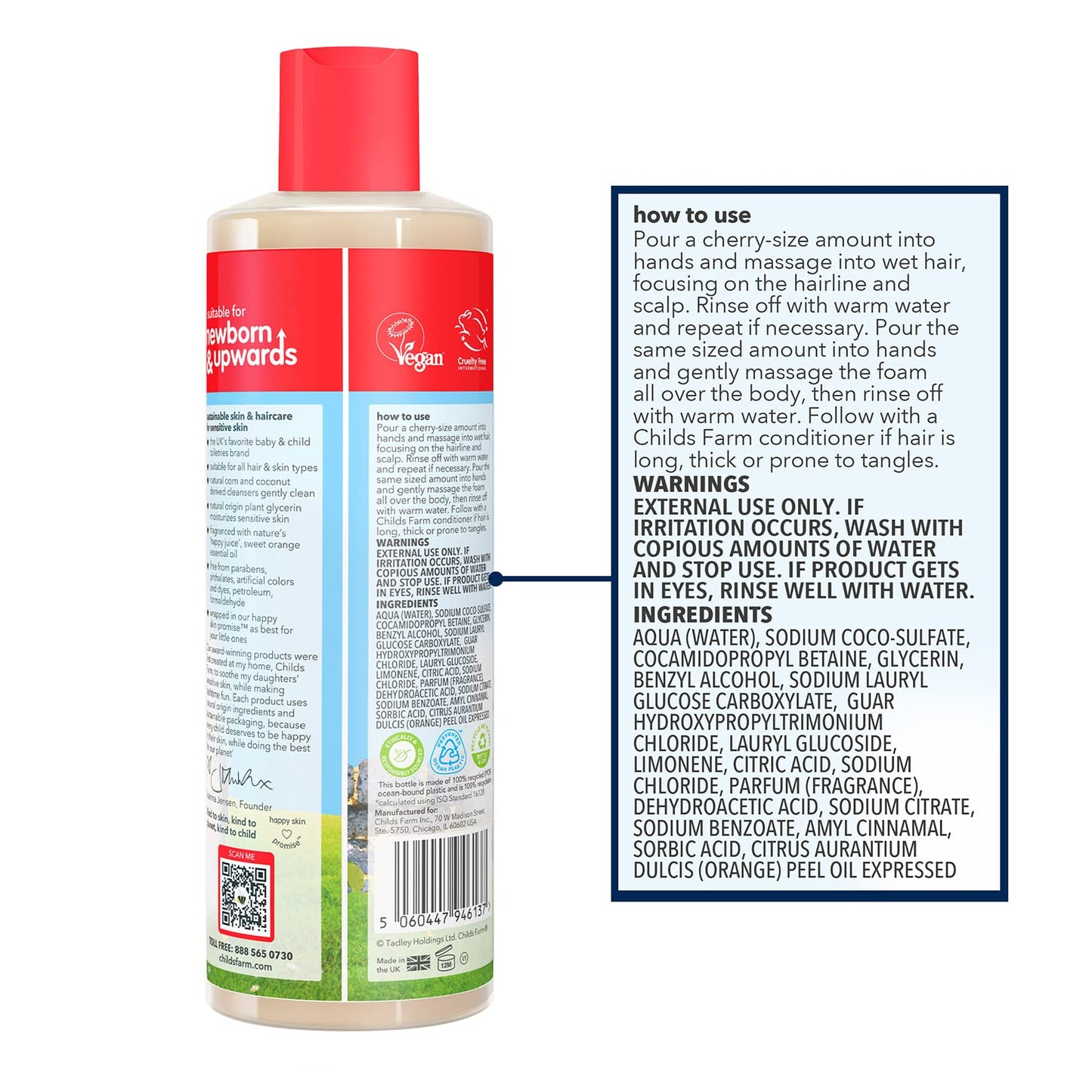 Childs Farm, Kids Hair & Body Wash for Dry  Organic Sweet Orange - 16.9 fl oz