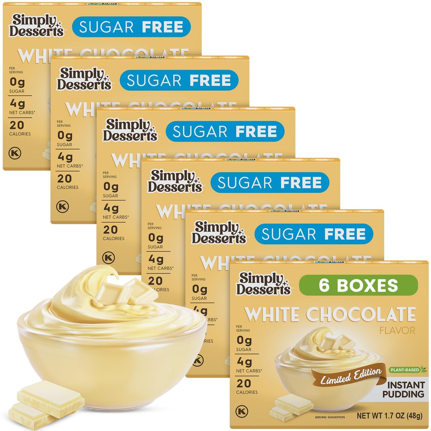 Simply Desserts White Chocolate Instant Pudding, Sugar-Free, 6-Pack –  1.7 Oz Ea