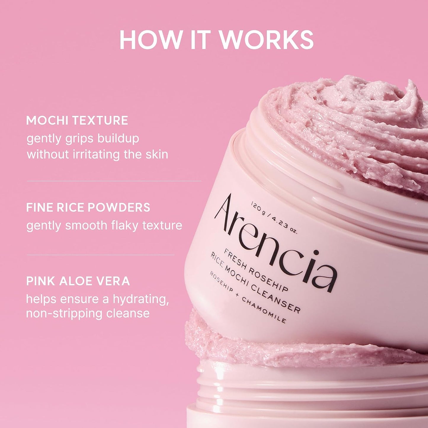 Arencia Rosehip Rice Mochi Face Cleanser & Daily Scrub - 1.76oz