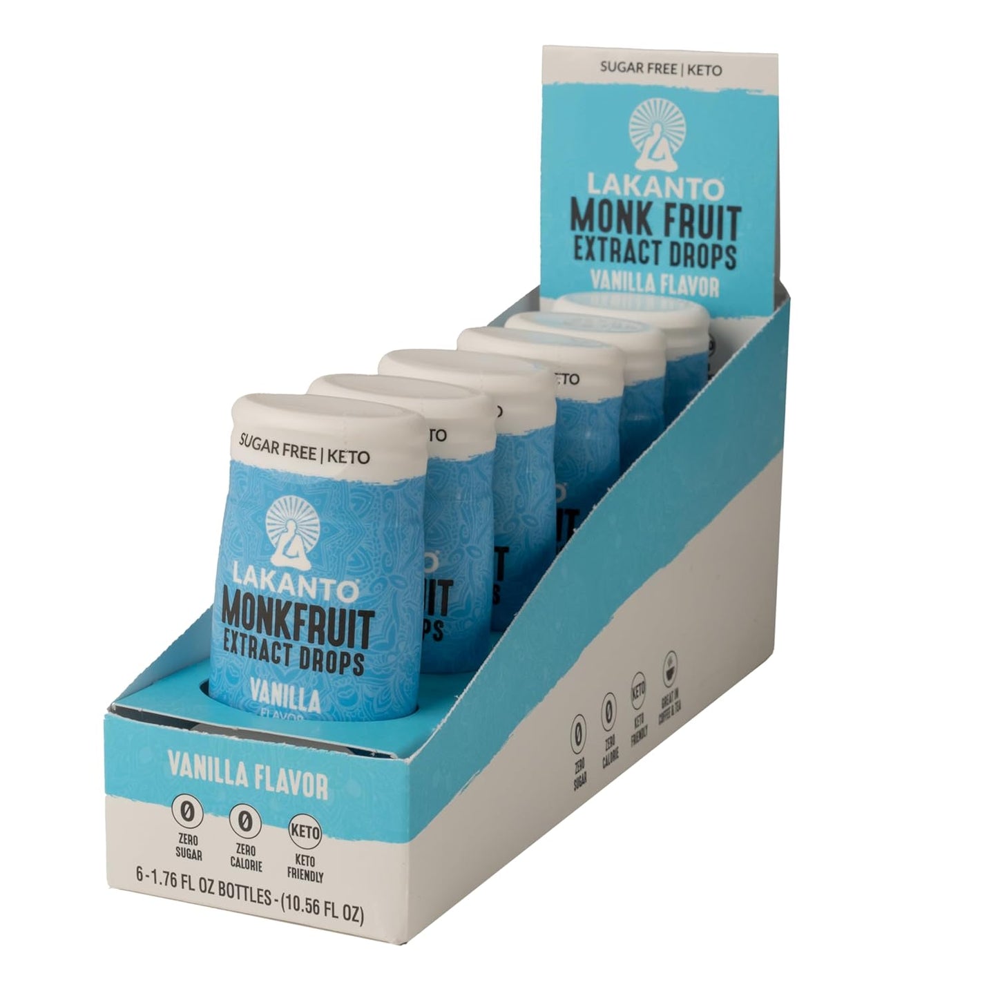Lakanto Monk Fruit Extract Drops Liquid Sweetener -  Vanilla 1.76 Fl Oz (Pack of 6)