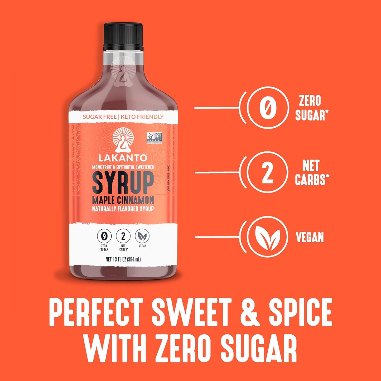 Lakanto Sugar Free Cinnamon Maple Syrup - 13 Fl Oz - Pack of 1