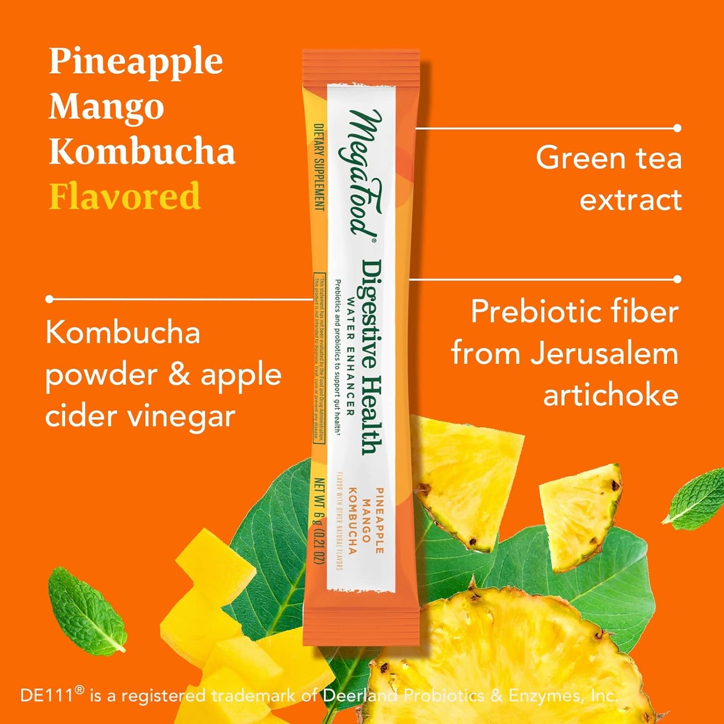 MegaFood Kombucha Powder - Probiotics for Digestive Health 10 Count