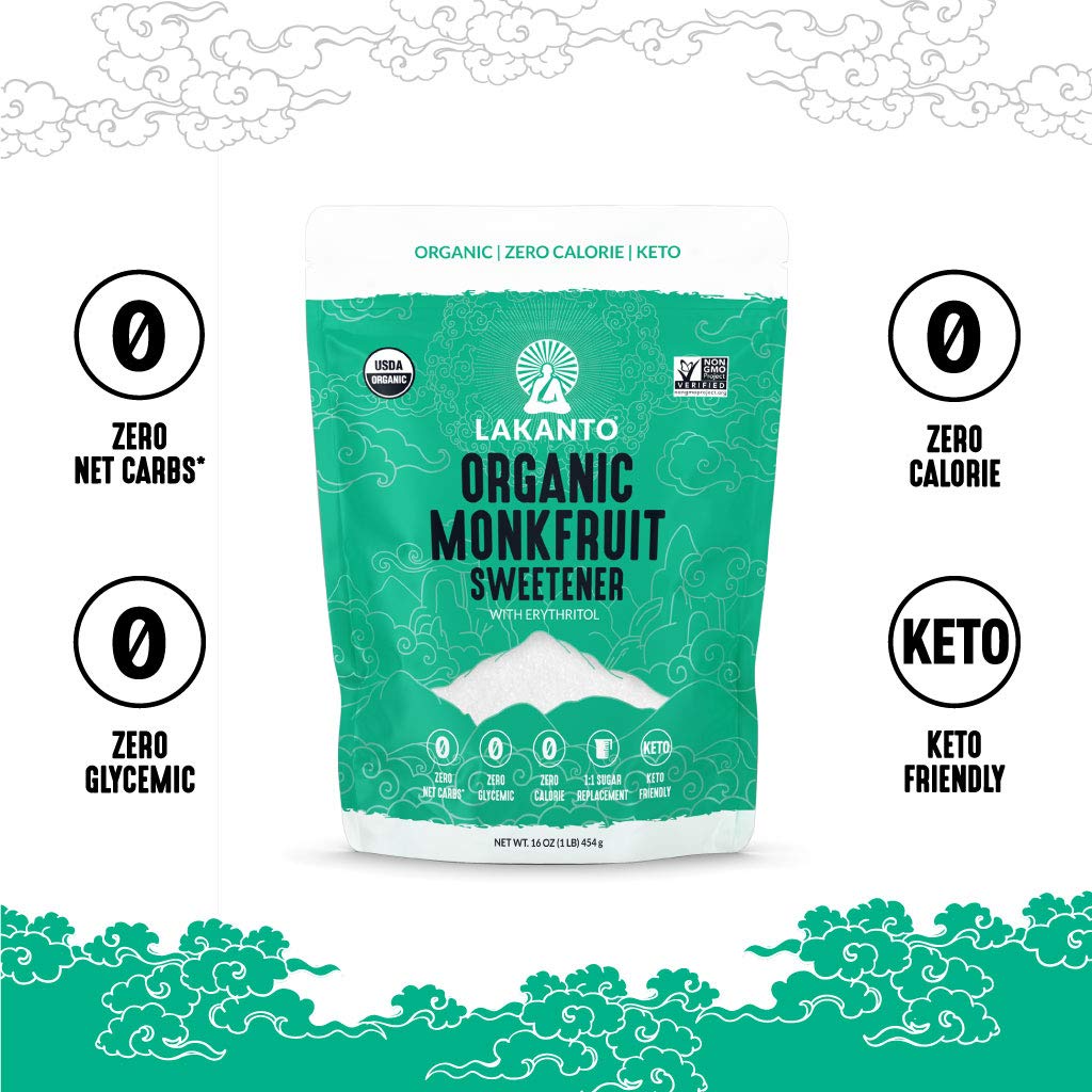 Lakanto Organic Classic Monk Fruit Sweetener with Erythritol - Organic Classic White - 1 lb