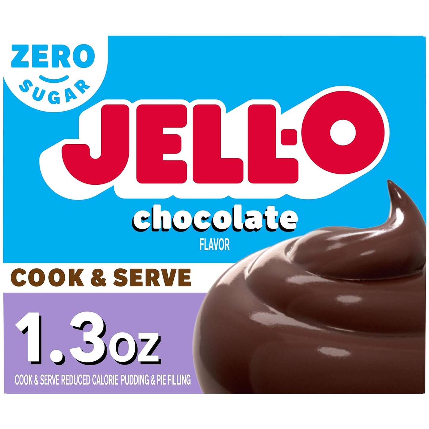 Jell-O Zero Sugar Cook & Serve Pudding & Pie Filling Mix, Chocolate Flavor, 1.3 oz (Pack of 24)
