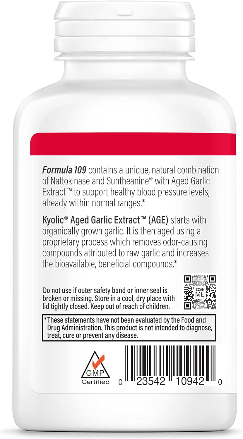 Kyolic Aged Garlic Extract Formula 109, Blood Pressure Health, 160 Capsules