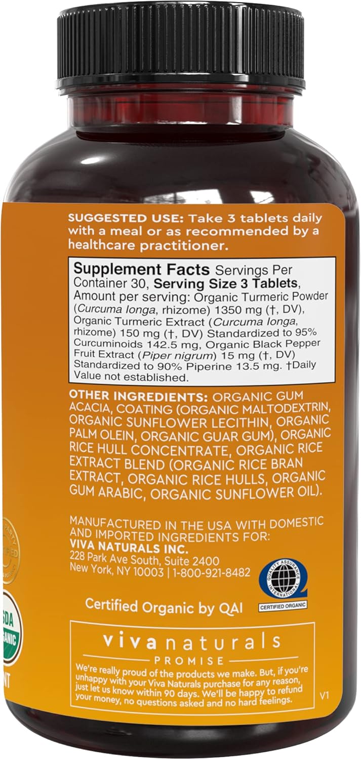 Organic Turmeric Supplement - 1500 mg Turmeric Pills For Joint Support and Cellular Defense 90 count