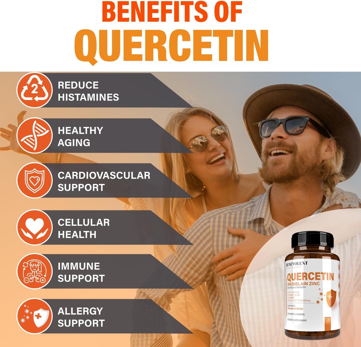 Benevolent Nourishment Quercetin with Bromelain, Zinc Complex - 120 capsules