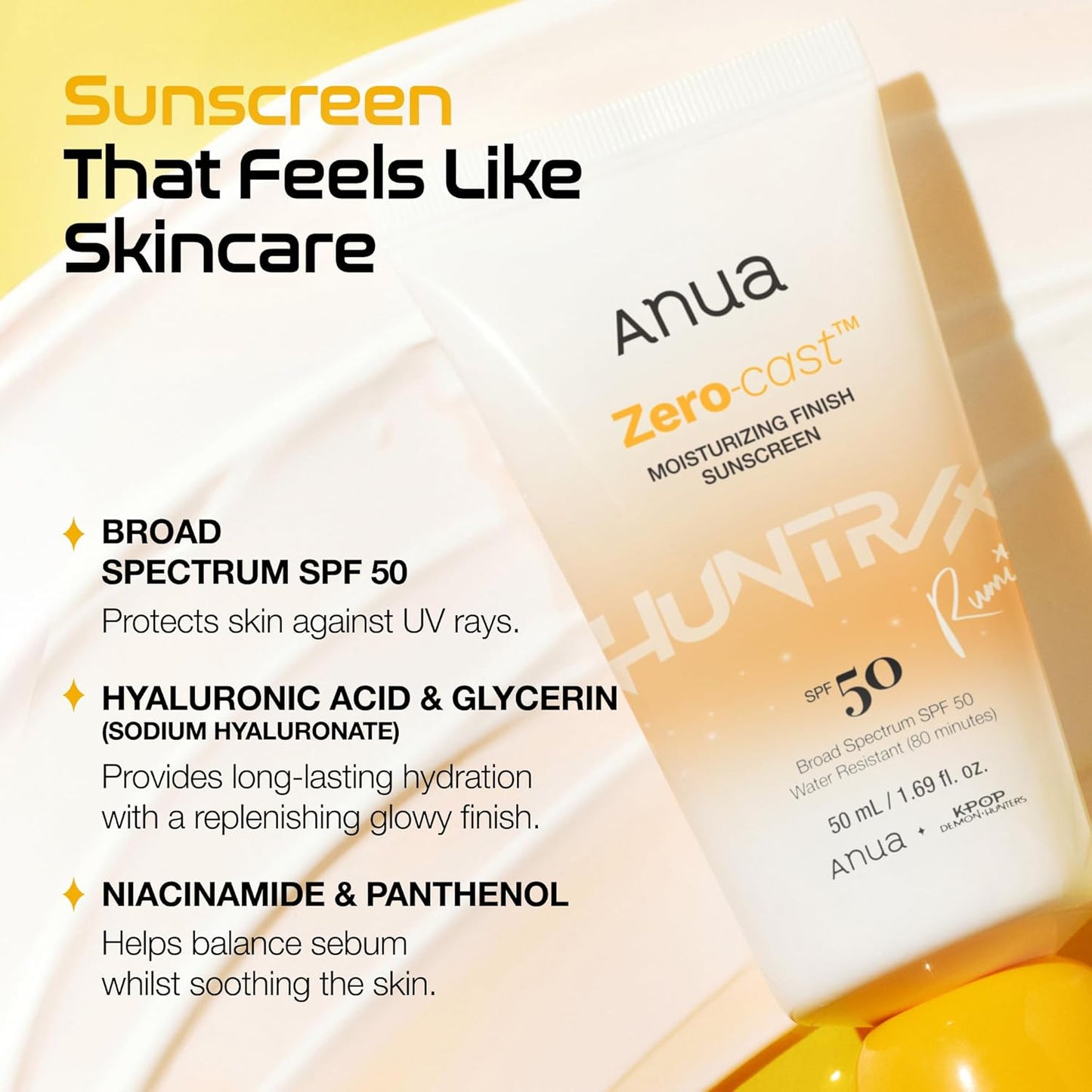 Anua, Zero-Cast Moisturizing Sunscreen SPF 50 - 1.69 fl oz