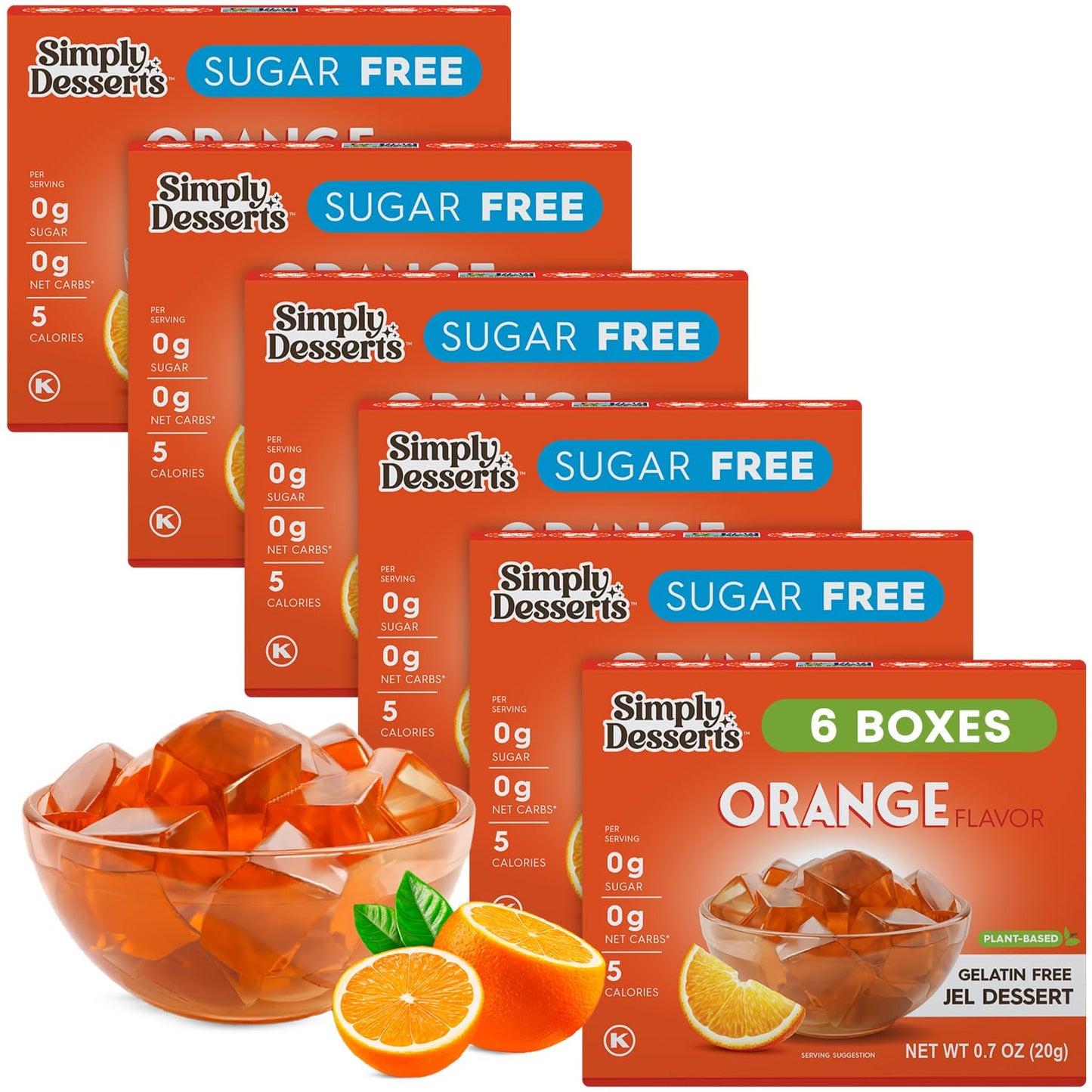 Simply Desserts Sugar-Free Orange Jel, 6-Pack – 1.7 Oz Ea