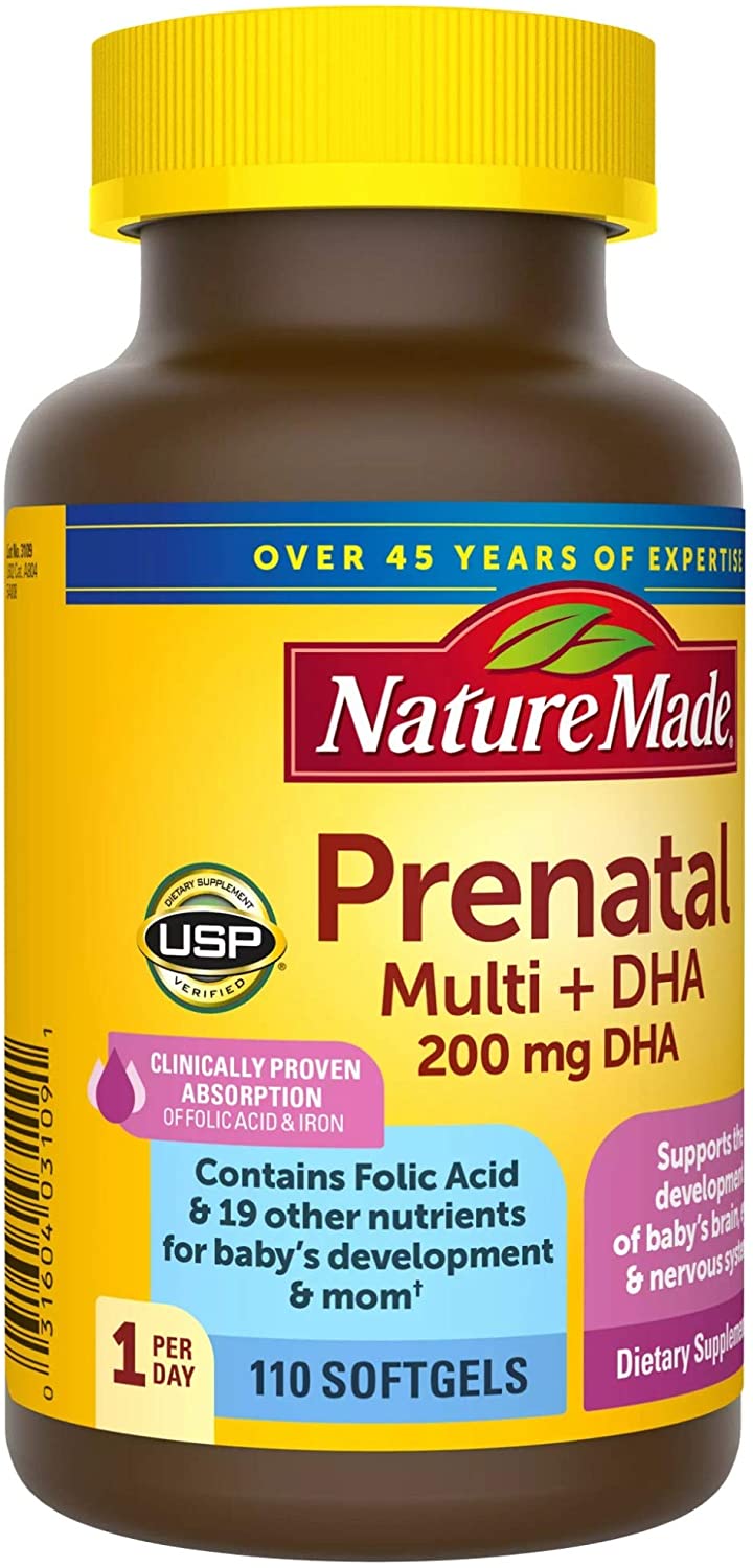 Nature Made Prenatal with Folic Acid + DHA,110 Softgels