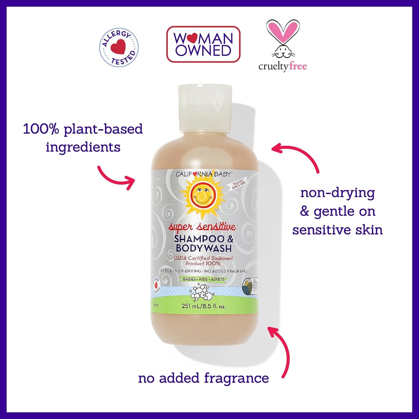 California Baby Super Sensitive Baby Shampoo and Body Wash 8.5 oz