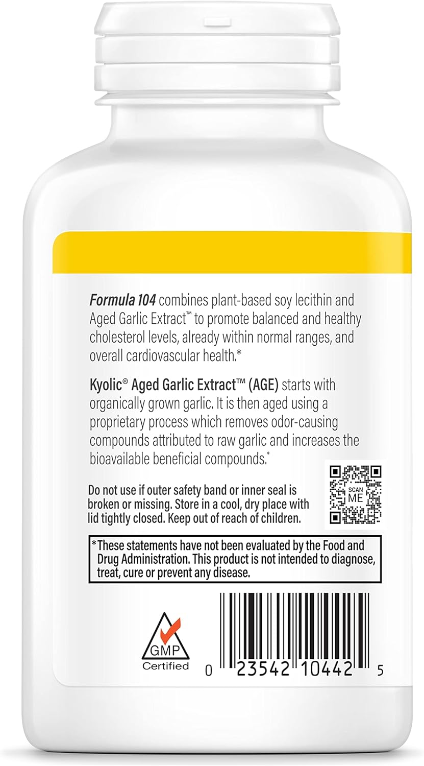 Kyolic Aged Garlic Extract Formula 104 Cholesterol Health, 200 Capsules