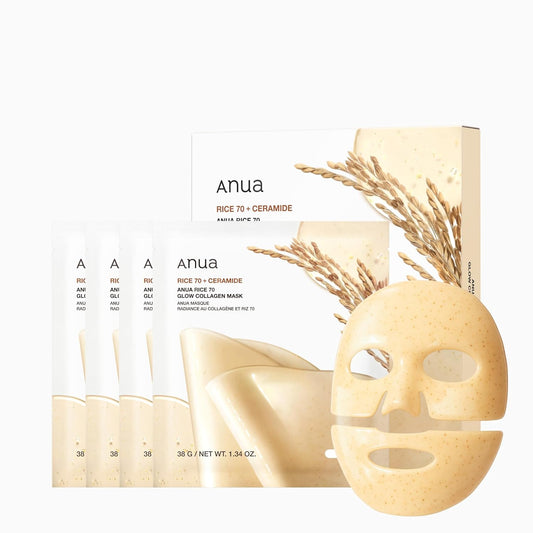 ANUA Rice 70 Glow Collagen Mask  - 4ea