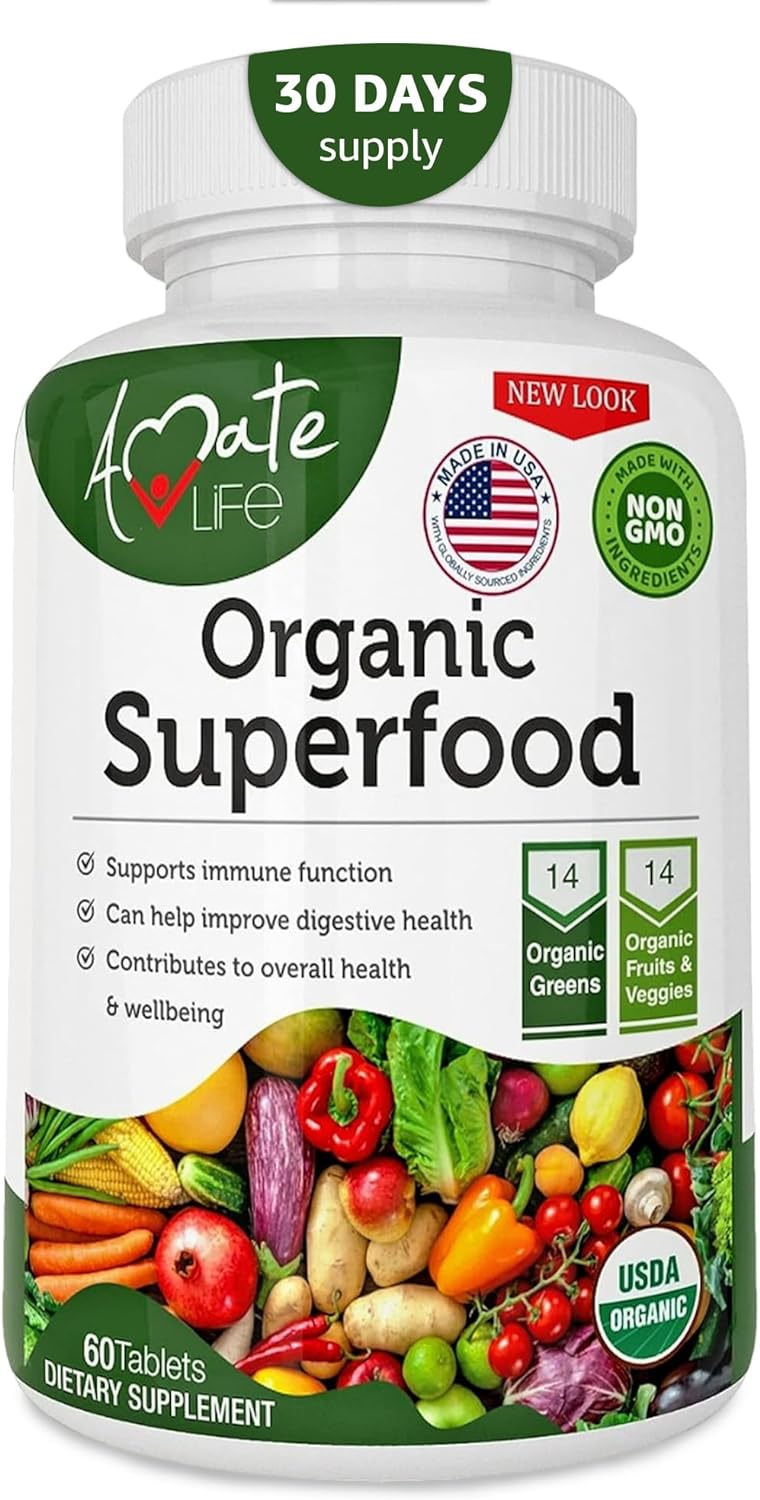 Organic Superfood Greens Fruits and Veggies Complex  60 Tablets