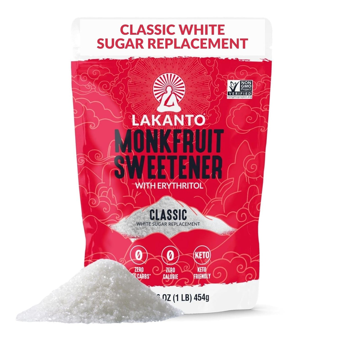 Lakanto Monk Fruit Sweetener With Erythritol - 1 LB Bag