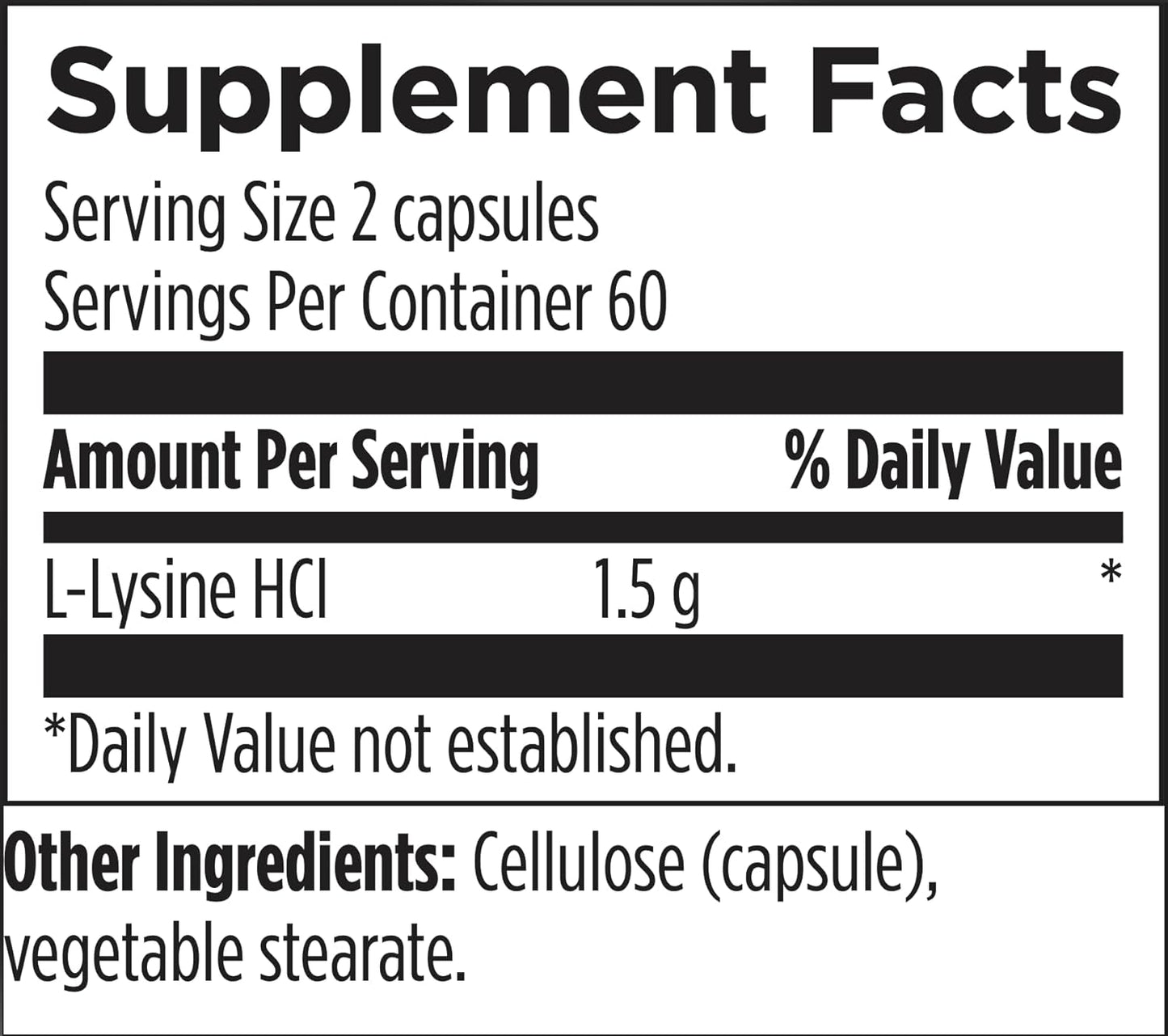 Designs for Health L-Lysine HCL Pills 1500mg -120 Capsules