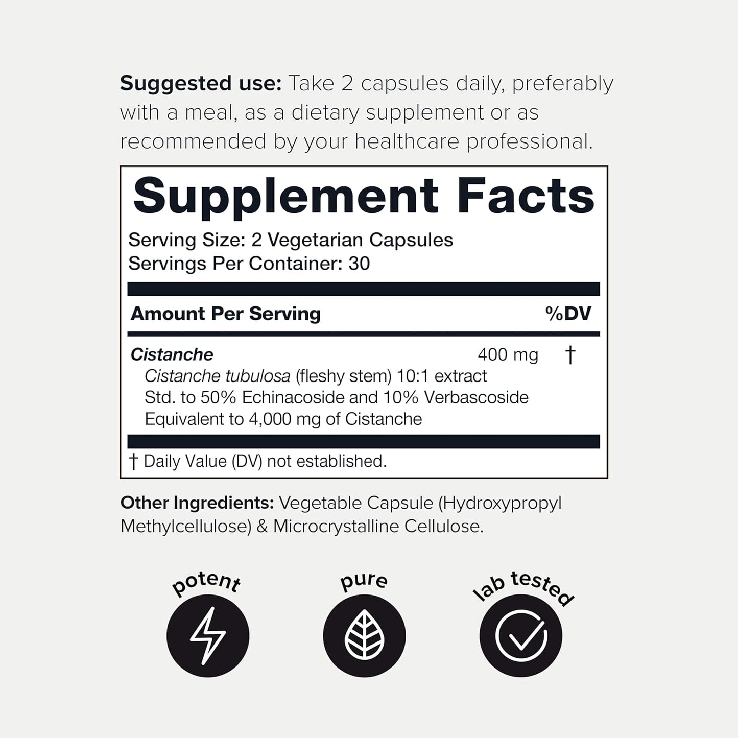 Toniiq Cistanche Tubulosa - (4000mg) Pure Cistanche Supplement for Men - 60 Capsules