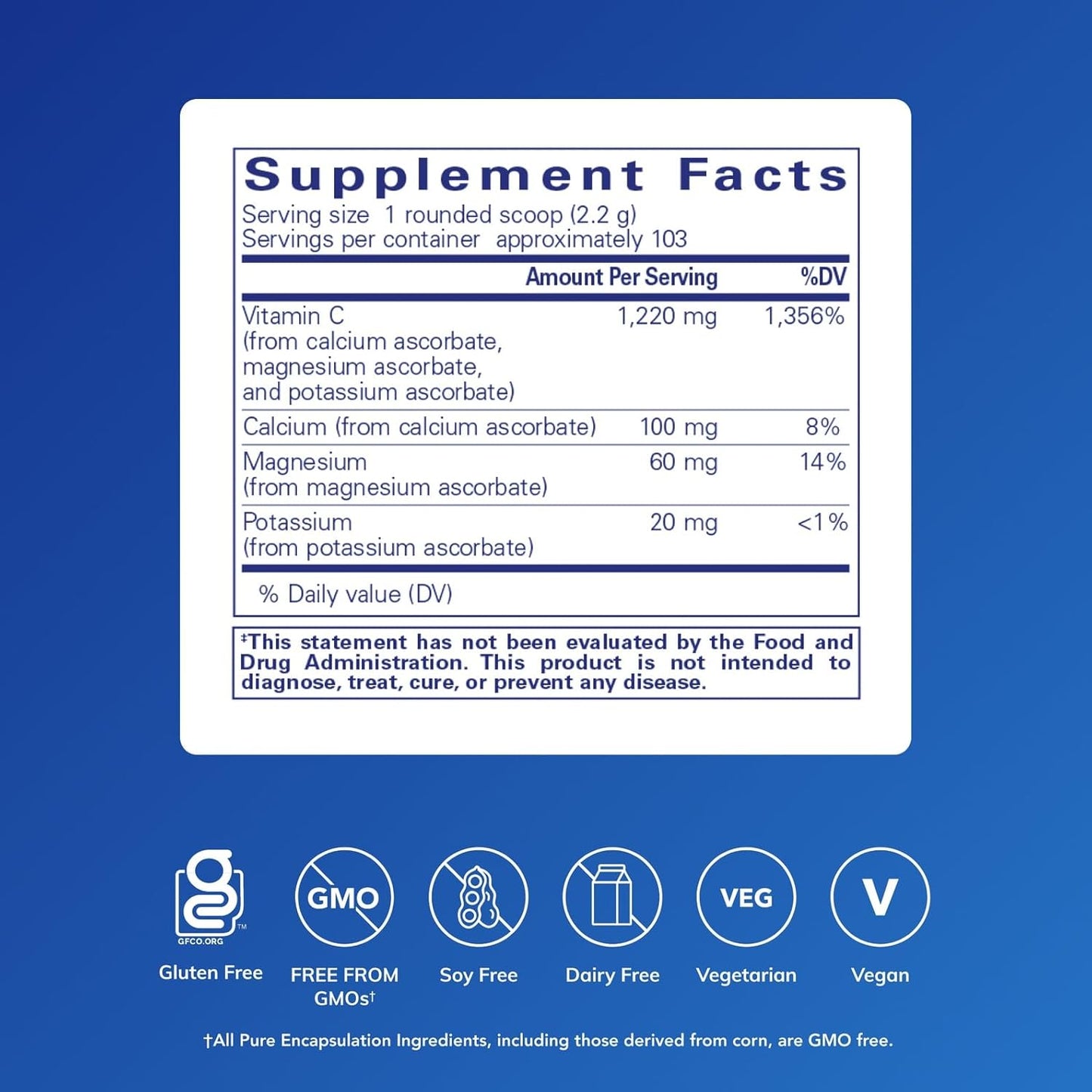 Pure Encapsulations Buffered Ascorbic Acid Powder - 8 Ounces