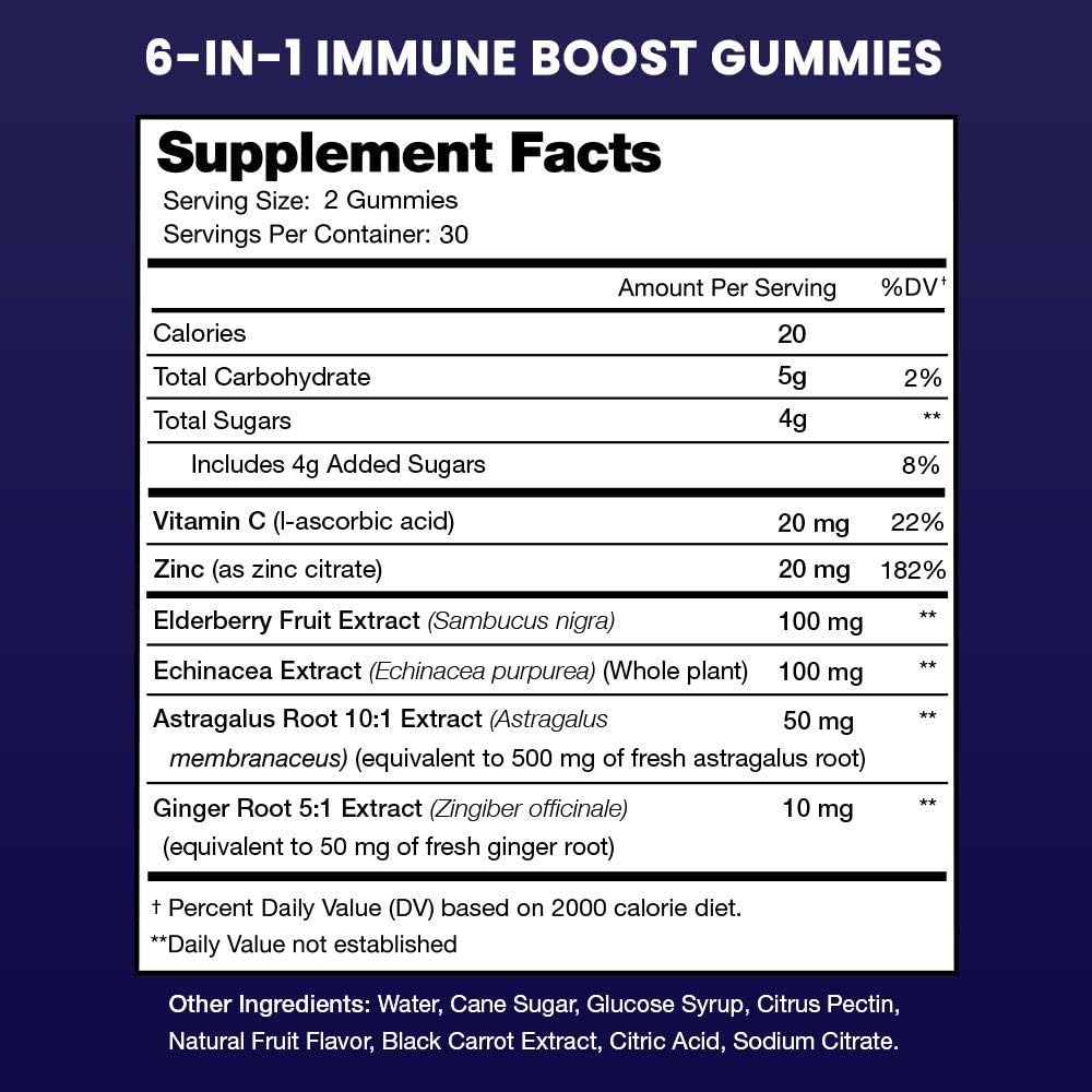 Immune Support Gummies | Powerful Blend of Elderberry, Vitamin C 60 count 2 pack