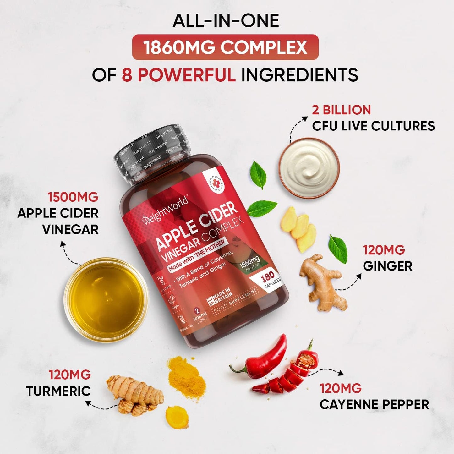 Apple Cider Vinegar with Mother 180 Capsules