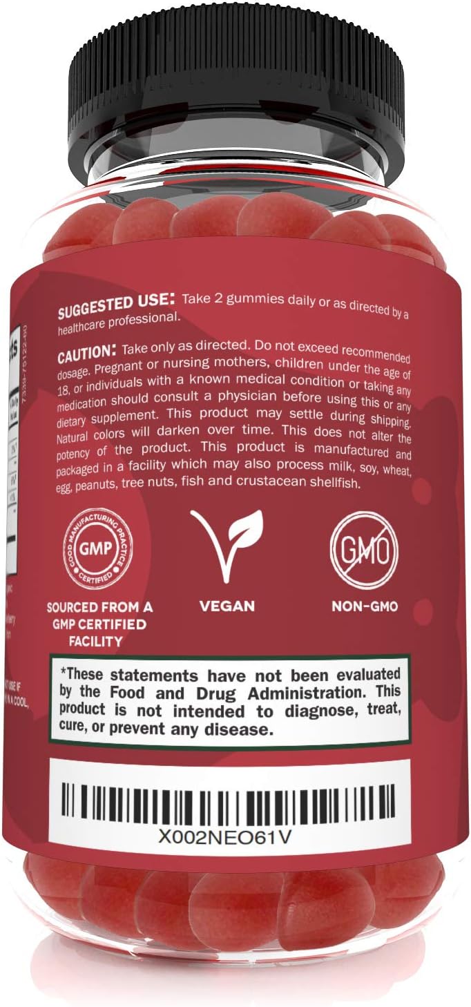 Sunergetic USDA Organic Apple Cider Vinegar Gummies with The Mother -60 gummies