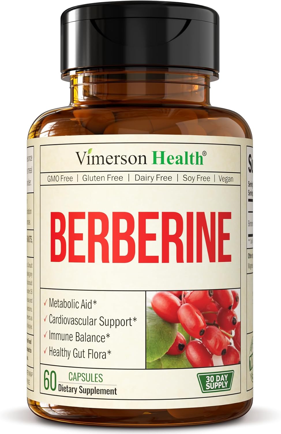 Berberine Supplement with Third Party Tested Berberine 1200mg - 60 capsules