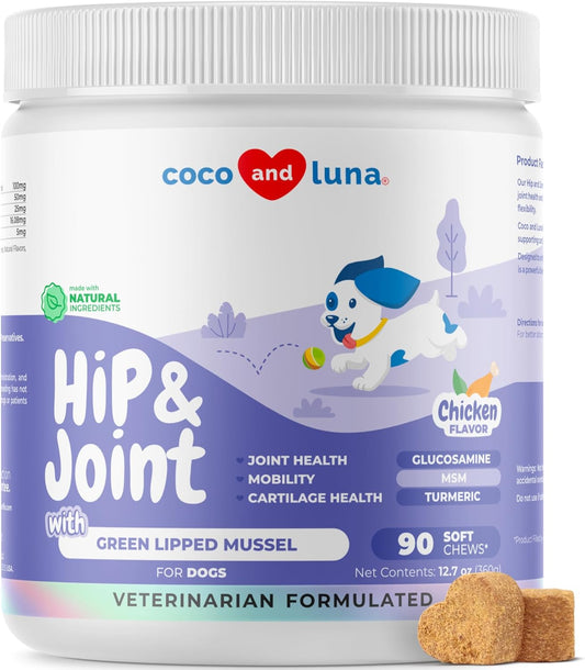 Hip and Joint Supplement for Dogs -Green Lipped Mussel  - 90 soft chews