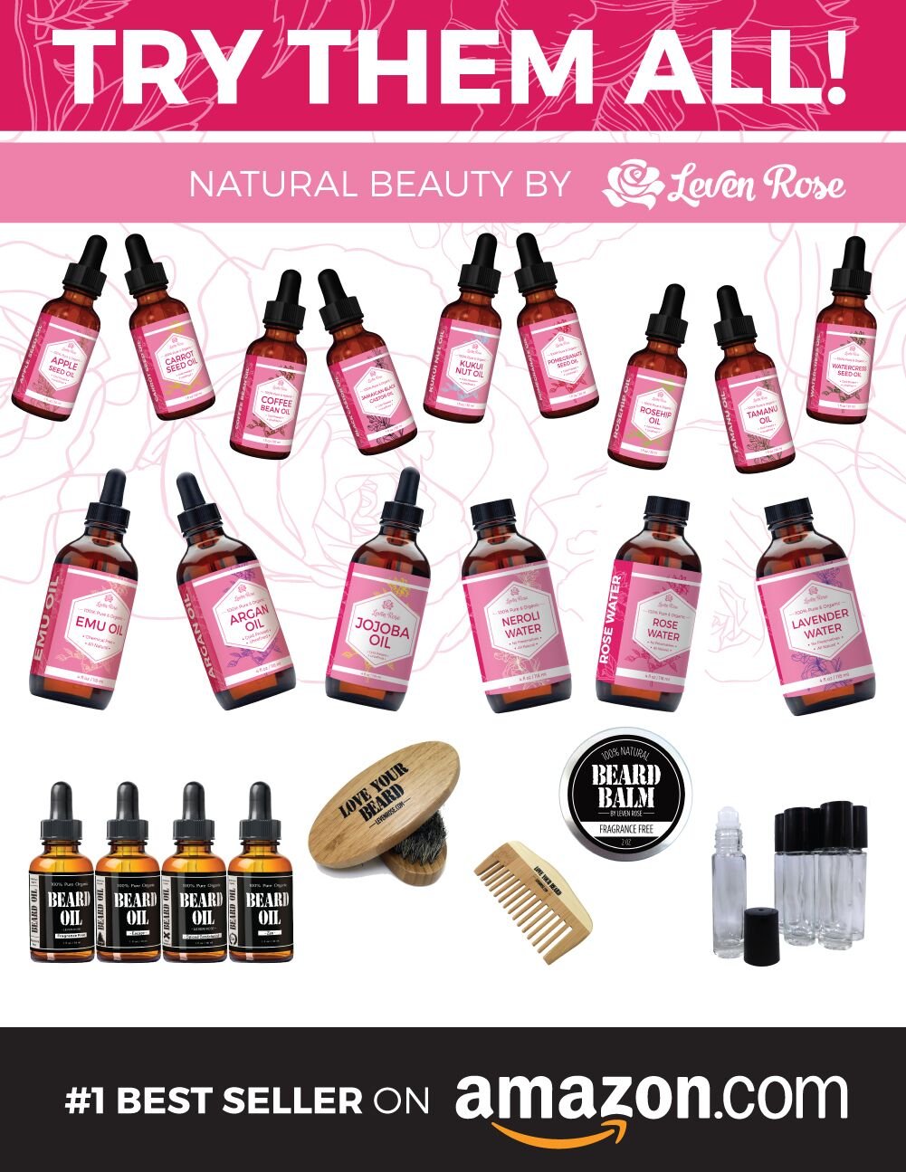 Leven Rose Emu Oil, 100% Pure Natural Hair Strengthener