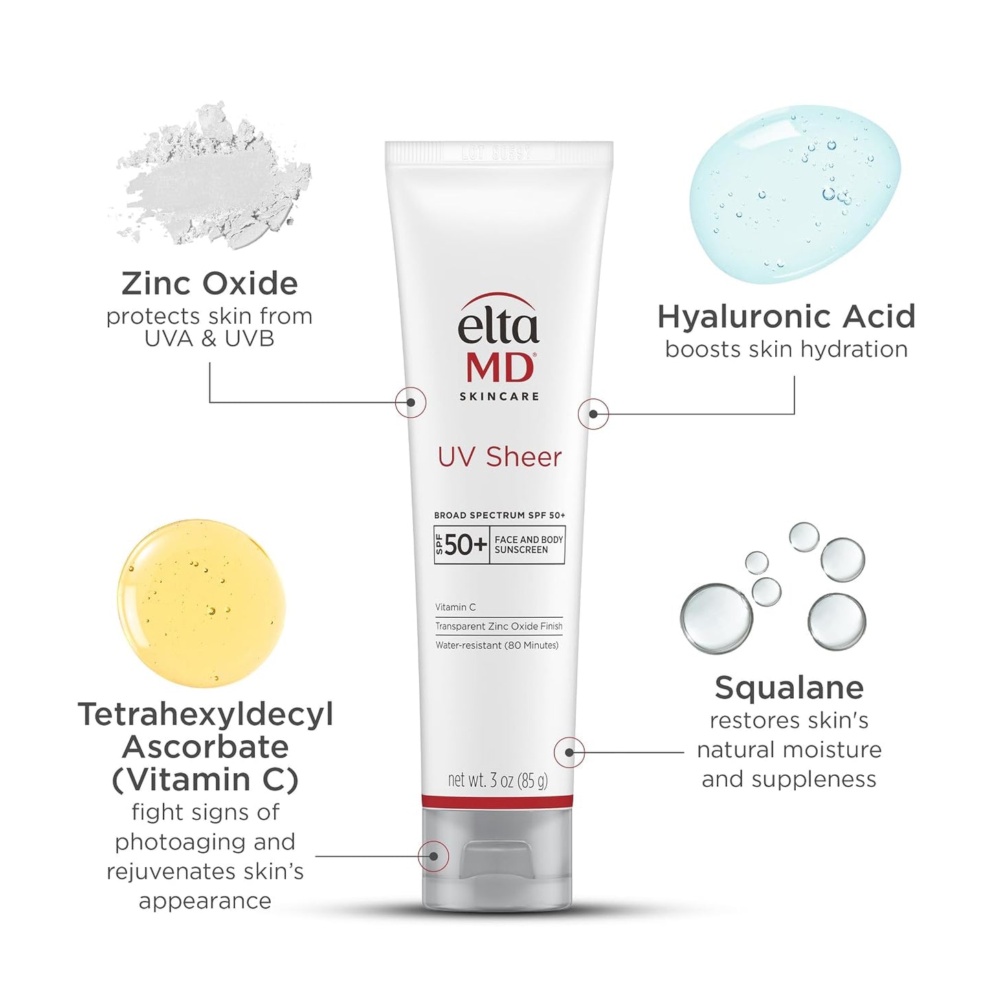 EltaMD UV Sheer Face and Body Sunscreen SPF 50+ - 3 oz