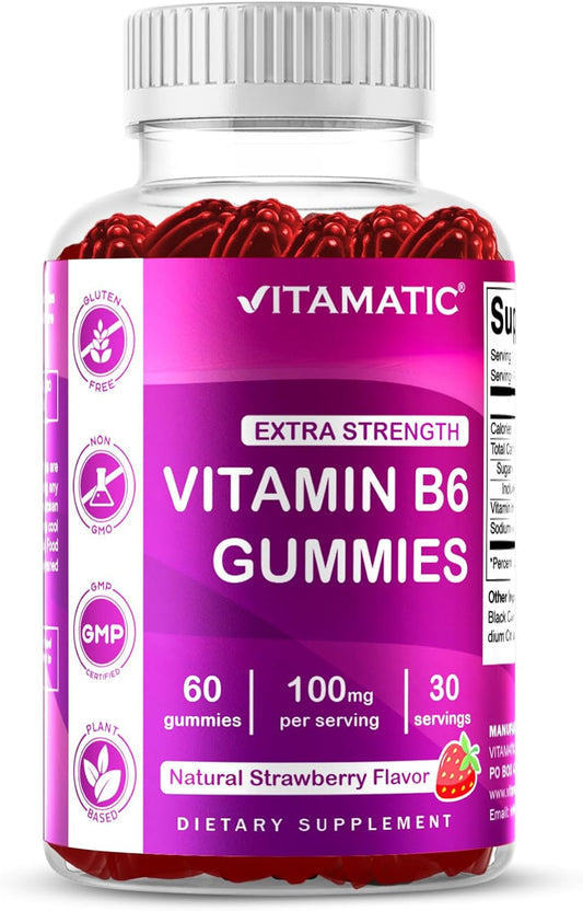 Vitamatic Vitamin B6 100mg - Berry Flavor - 60 Gummies