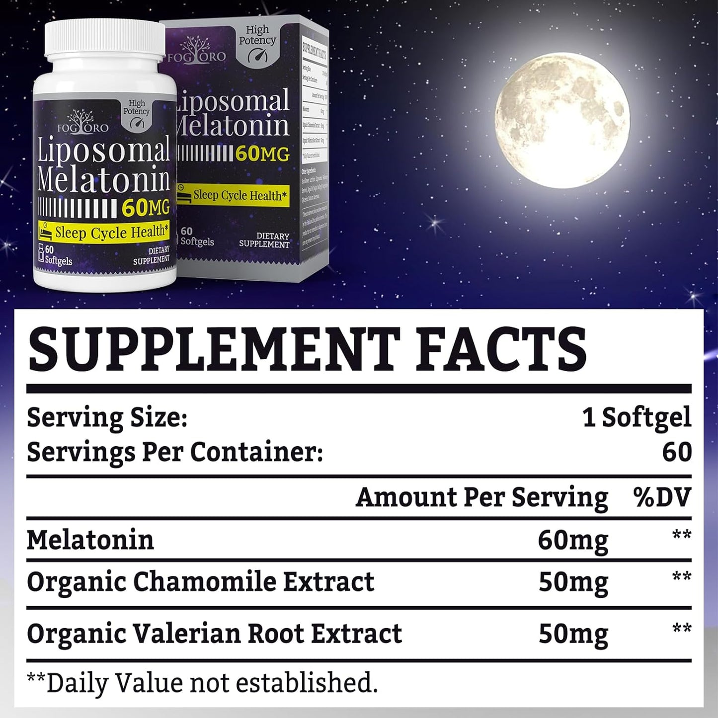 Melatonin 60mg-Fall Asleep Faster, Stay Asleep Longer,High Dose 60 count