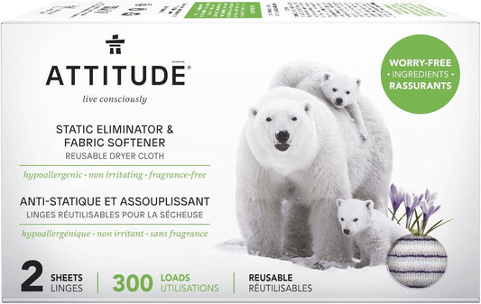 ATTITUDE Static Eliminator Reusable Dryer Cloth Fabric Softener