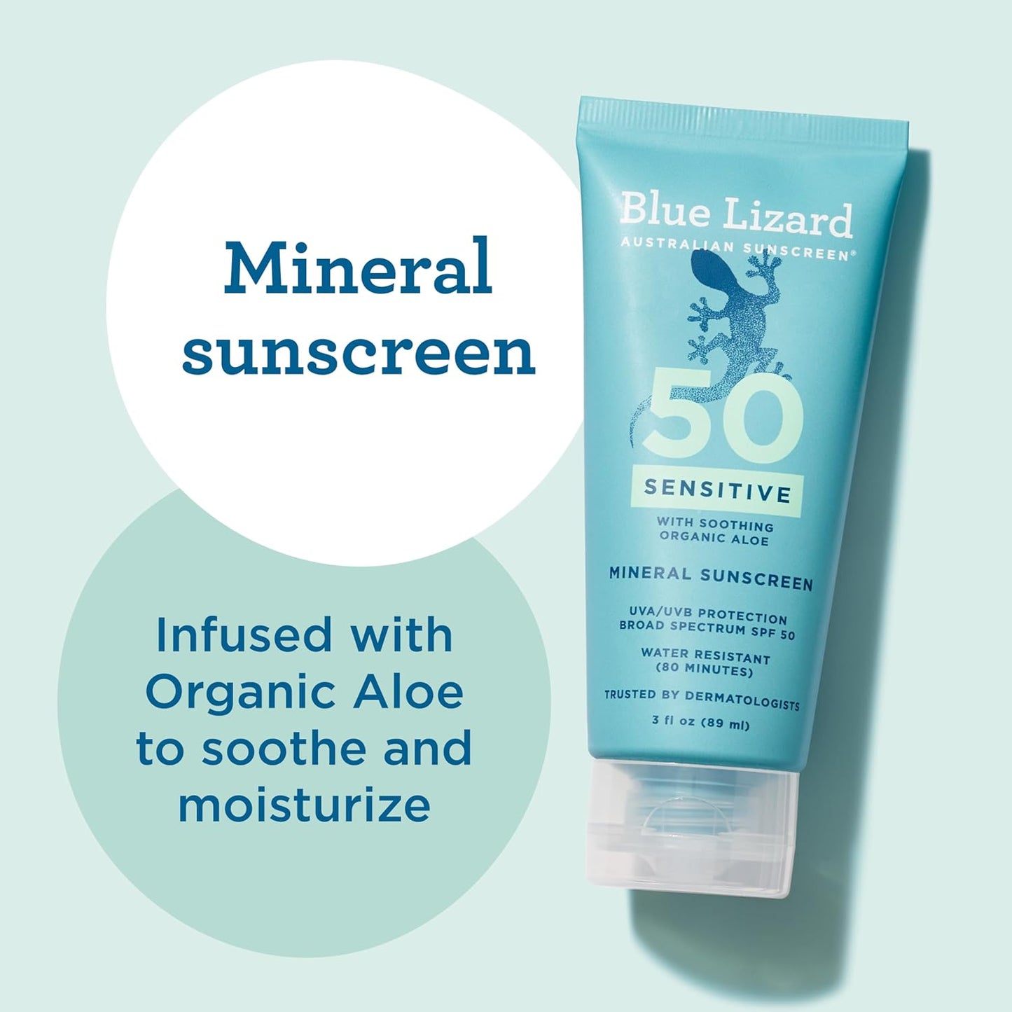 Blue Lizard SENSITIVE Mineral Sunscreen with Zinc Oxide, SPF 50+ - 3 oz.