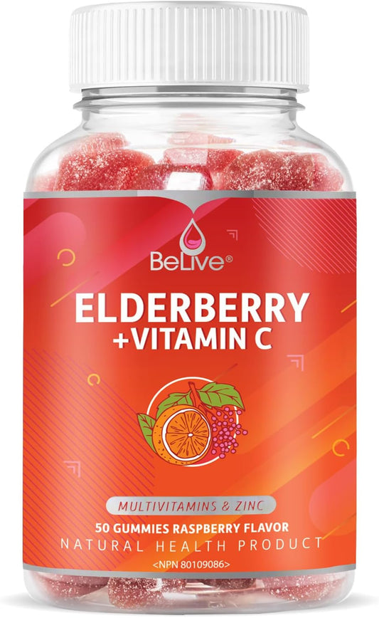 BeLive Elderberry Gummies with Vitaminc C, Propolis, Echinacea 50 Count