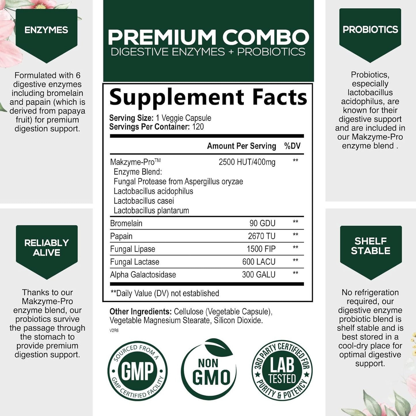 Digestive Enzymes with Probiotics and Bromelain  - 120 Capsules