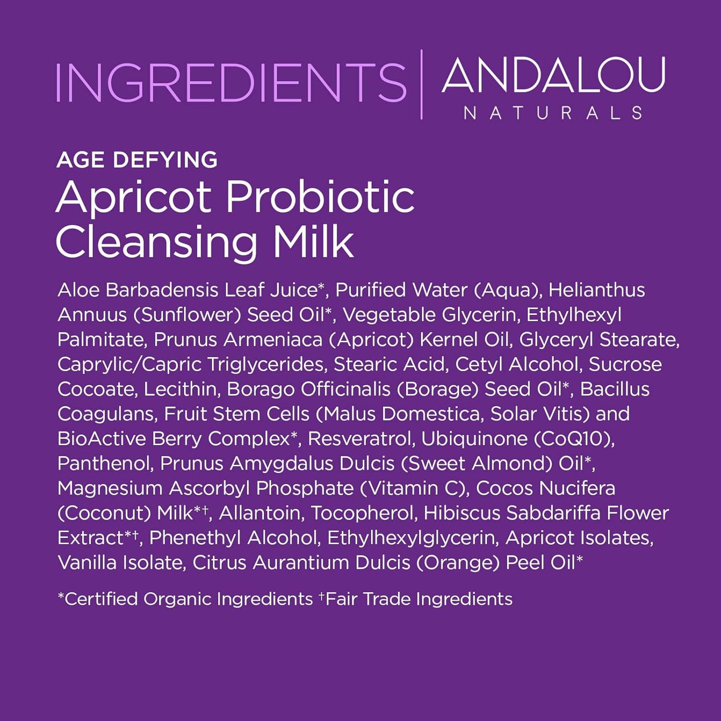 Andalou Naturals Probiotic Cleansing Milk,6 Fl Oz