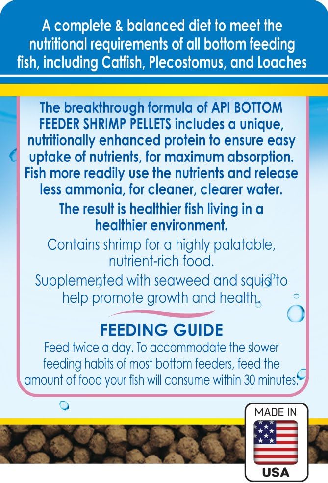 API BOTTOM FEEDER PELLETS WITH SHRIMP Fish Food 4.0-Ounce Container, Medium