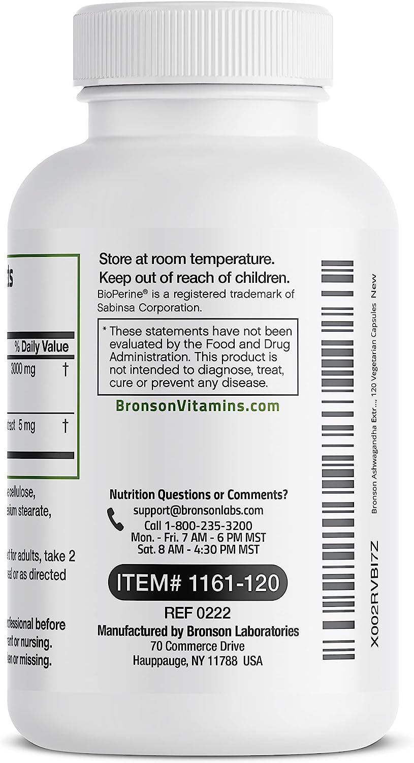 Bronson Ashwagandha Extra Strength 120 Vegetarian Capsules