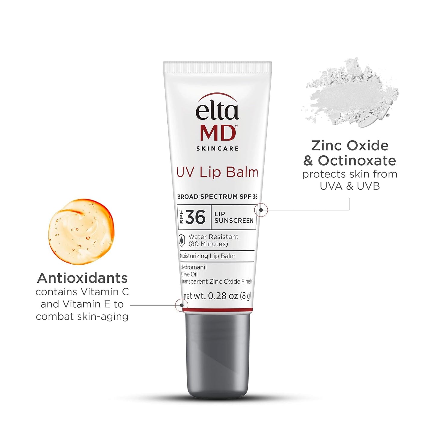 EltaMD UV Lip Balm SPF Sunscreen, Sunscreen Lip Balm with SPF 30+ - 0.28 Tube