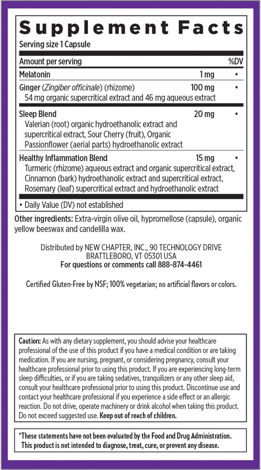 New Chapter Sleep Aid, Restful Sleep and Pain Relief - 30 Vegetarian Capsules